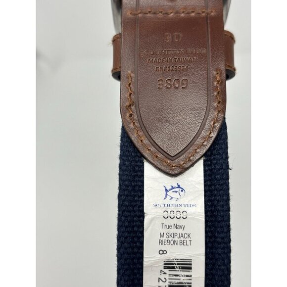 Southern Tide Canvas Leather Belt Men's Size 28 Small Navy Skip Jack - Picture 8 of 9